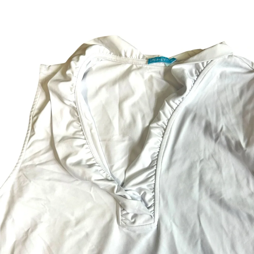 J. MCLAUGHLIN white Durham sleeveless ruffle top Catalina cloth size XL - Picture 7 of 11